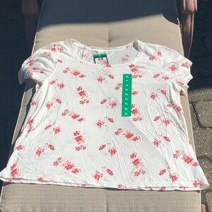 LUCKY BRAND COTTON BLEND PRINTED SHORT SLEEVE TOP, SIZE XL